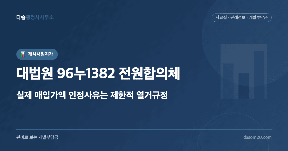 대법원 96누1382 전원합의체 판결 - 개시시점지가 매입가액 인정범위
