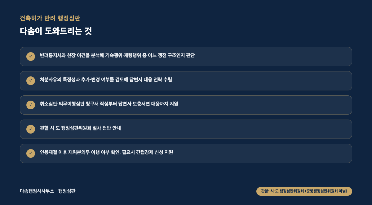 건축허가 반려 행정심판, 다솜행정사사무소가 도와드리는 것 체크리스트